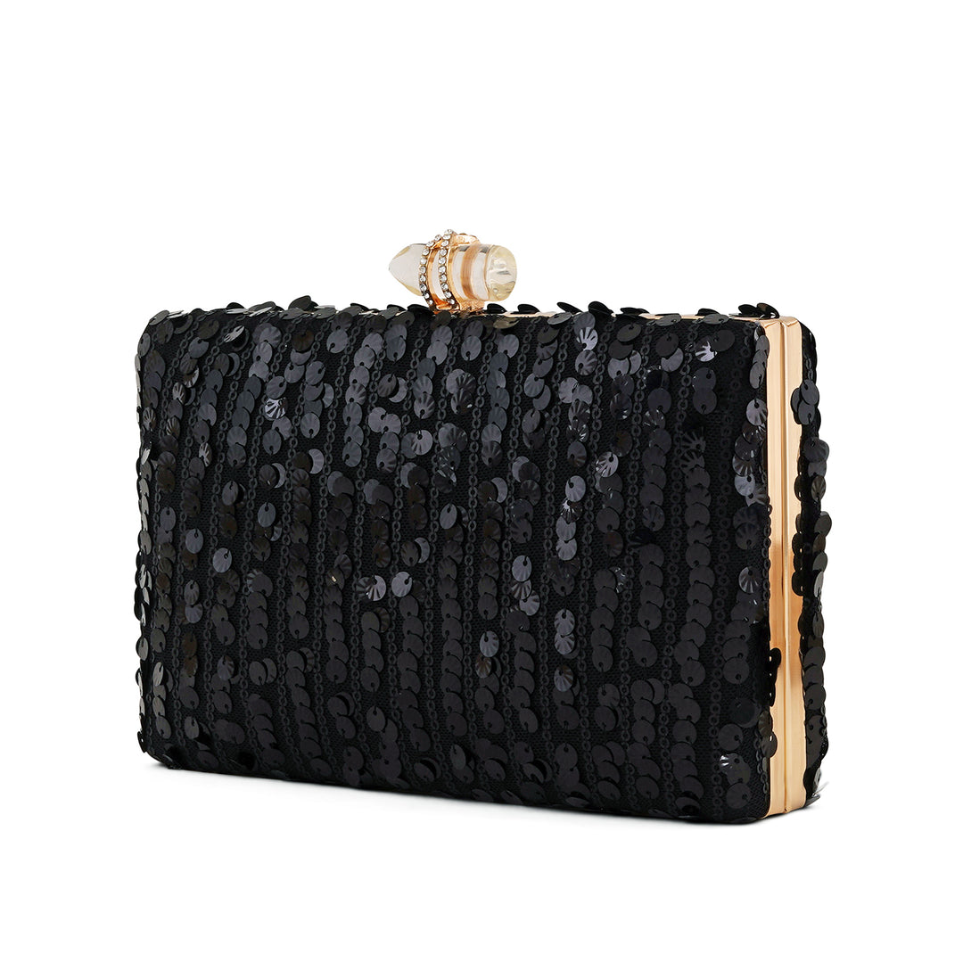 Cielo Black Sequin Clutch