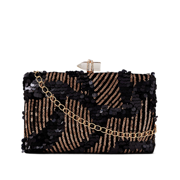 Cielle Black and Rose Gold Sequin Clutch