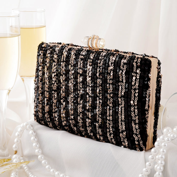 Ezra Black & Silver Sequin Clutch