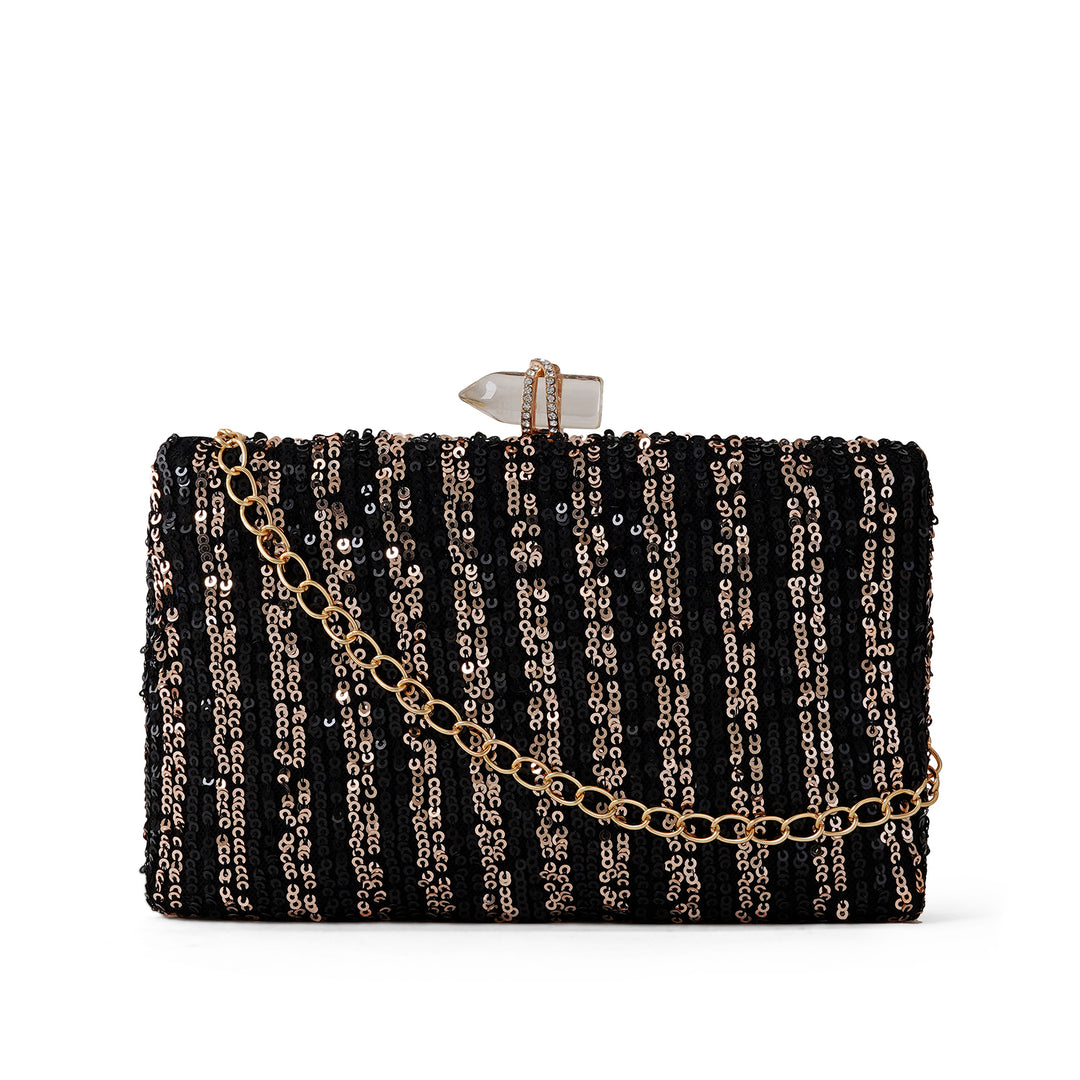 Ezra Black & Silver Sequin Clutch