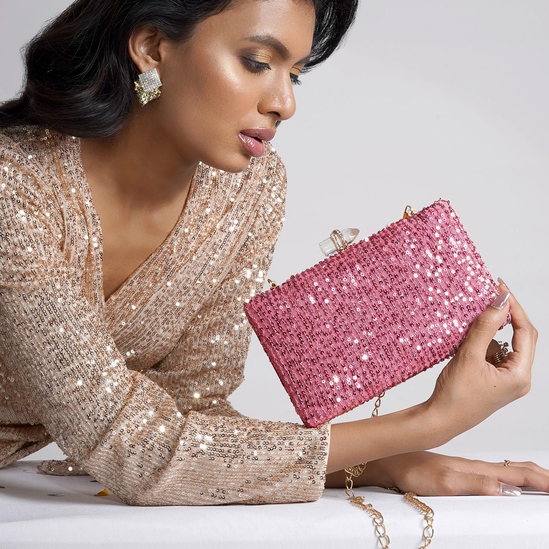 Arien Pink Sequin Clutch