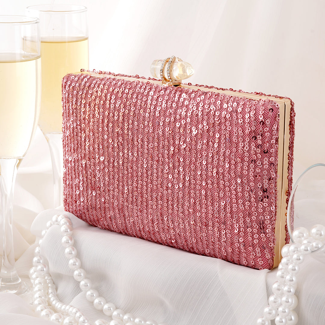 Arien Pink Sequin Clutch