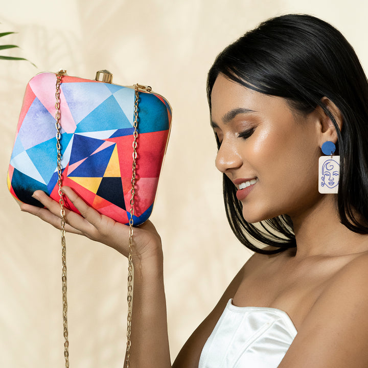 Berry Curacao Multicolour Printed Clutch