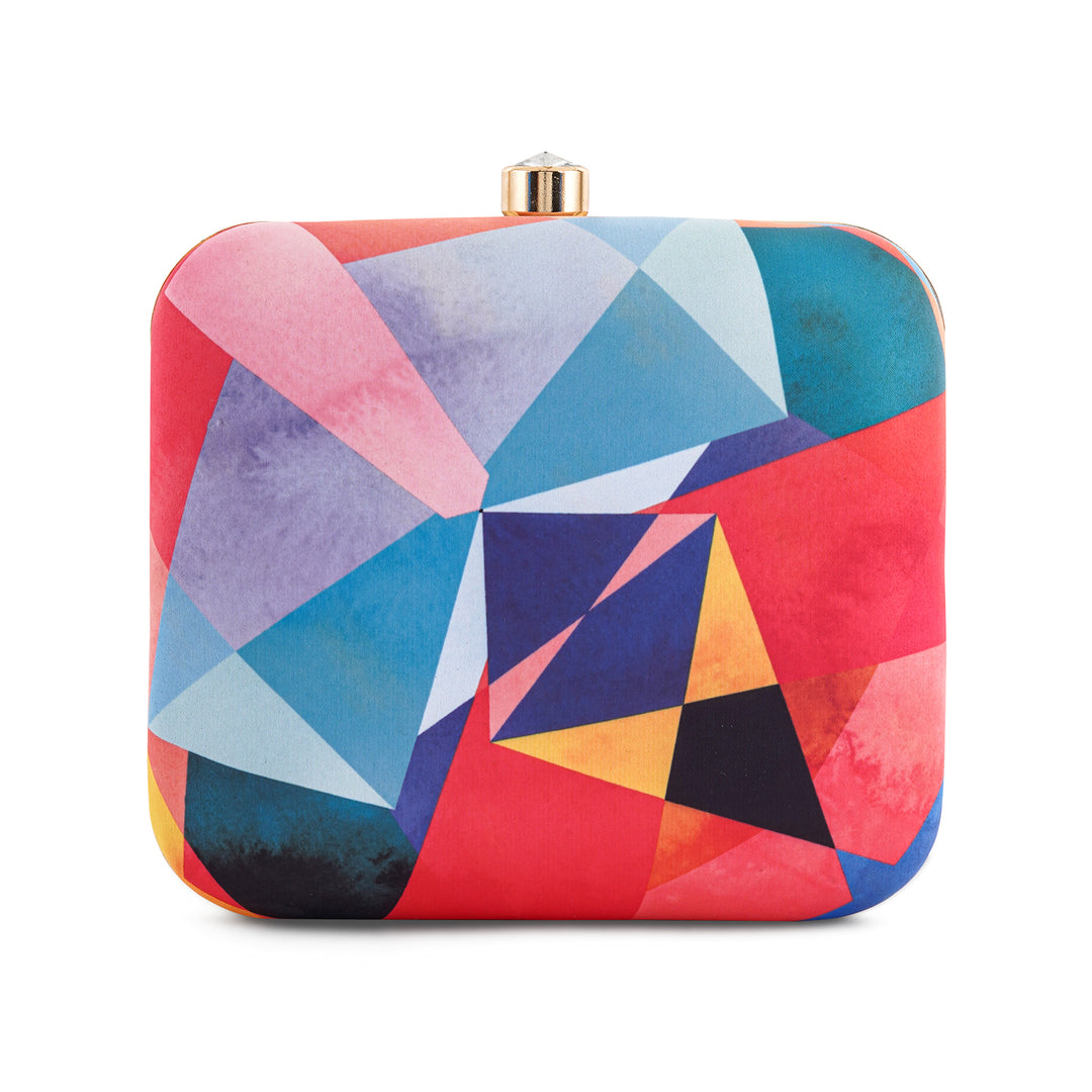 Berry Curacao Multicolour Printed Clutch