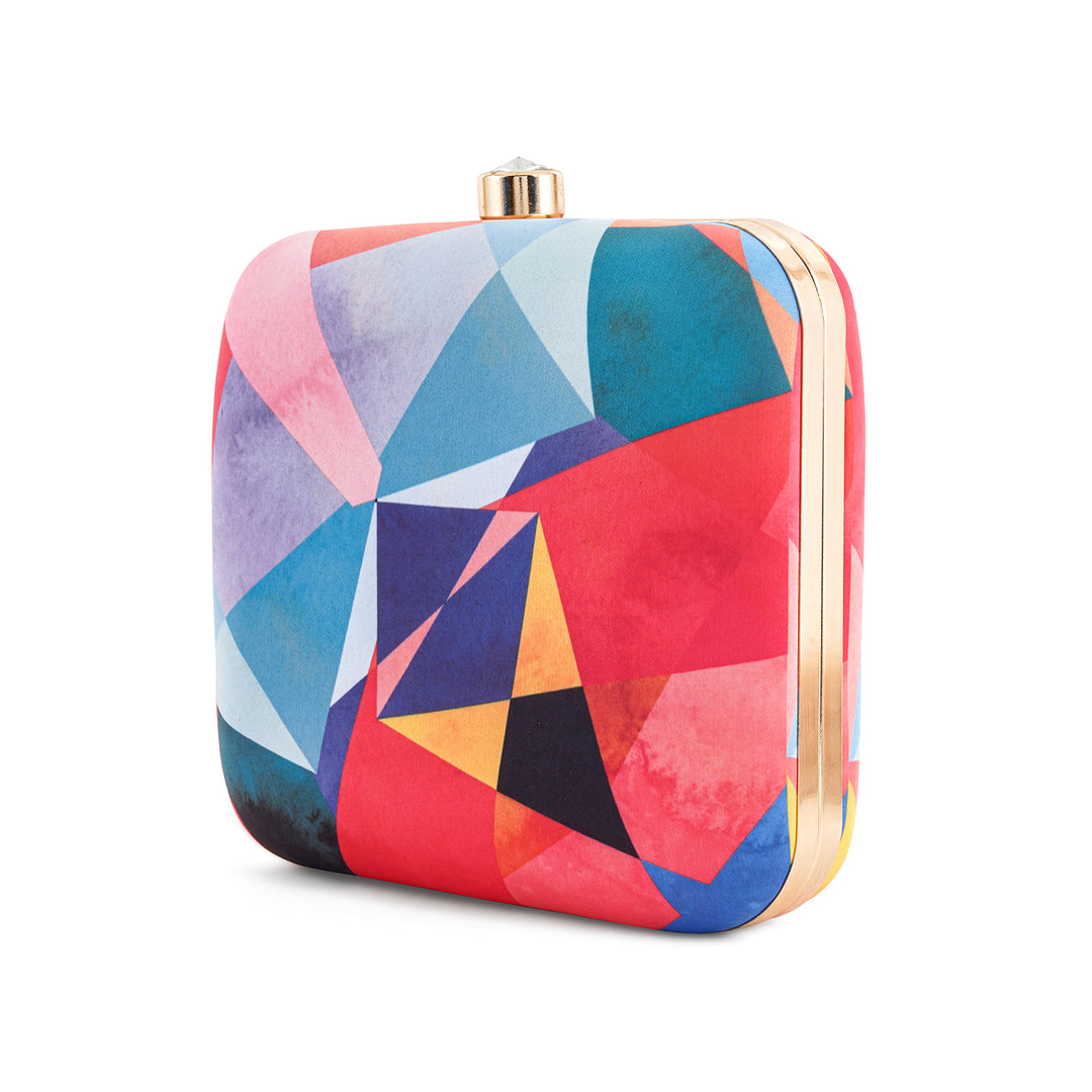 Berry Curacao Multicolour Printed Clutch