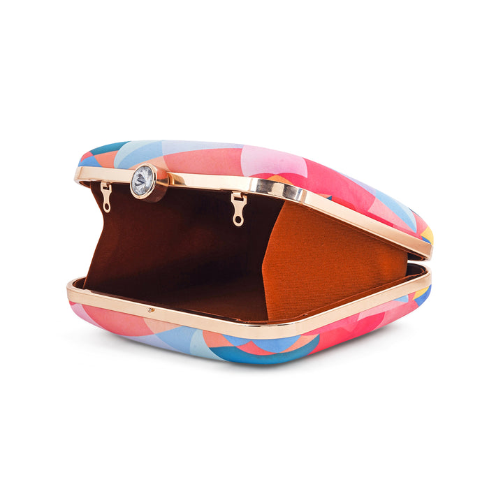 Berry Curacao Multicolour Printed Clutch