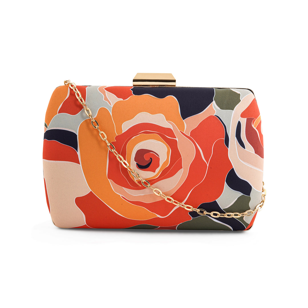 Rosey Salsa Multicolour Printed Clutch