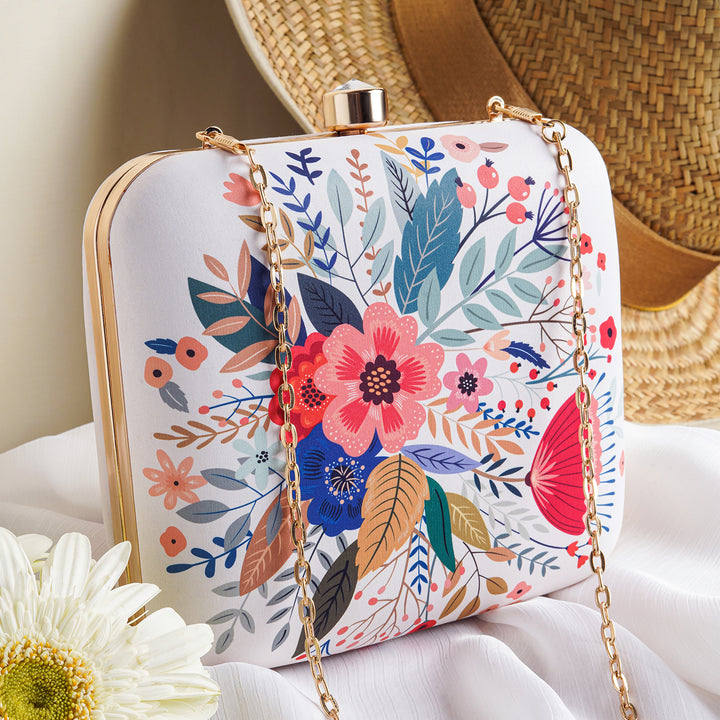 【美品】Louren flower jacquard clutch bag FLOWER BOX CLUTCH Pink Glitter Perspex Flower Eagle Clutch