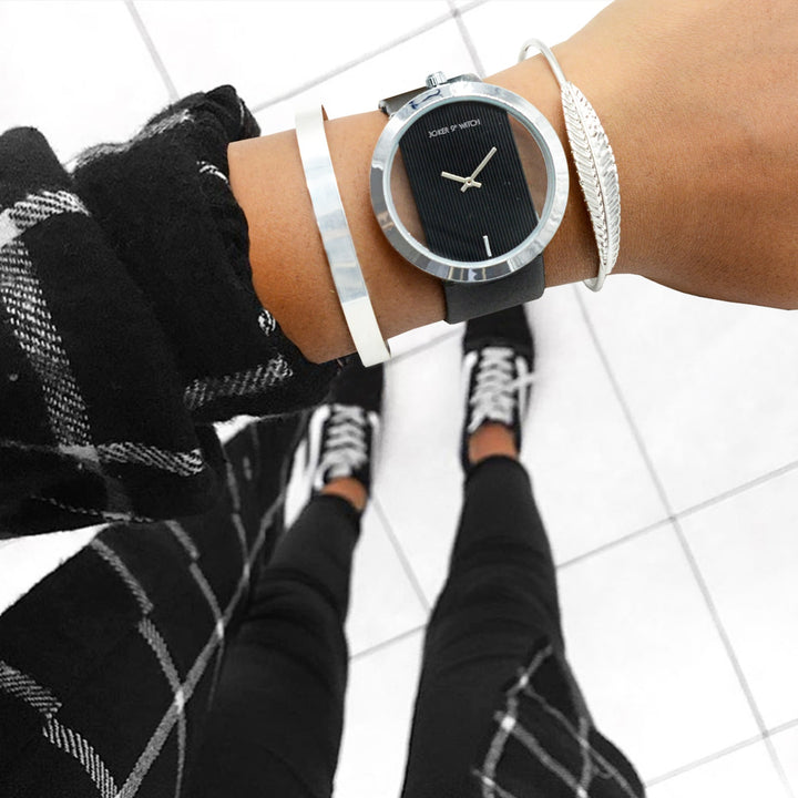 Minimalist Black Bracelet Stack - Joker & Witch