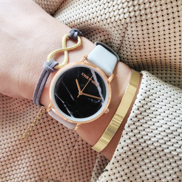 Bonbon Gold and Black Watch Bracelet Stack - Joker & Witch