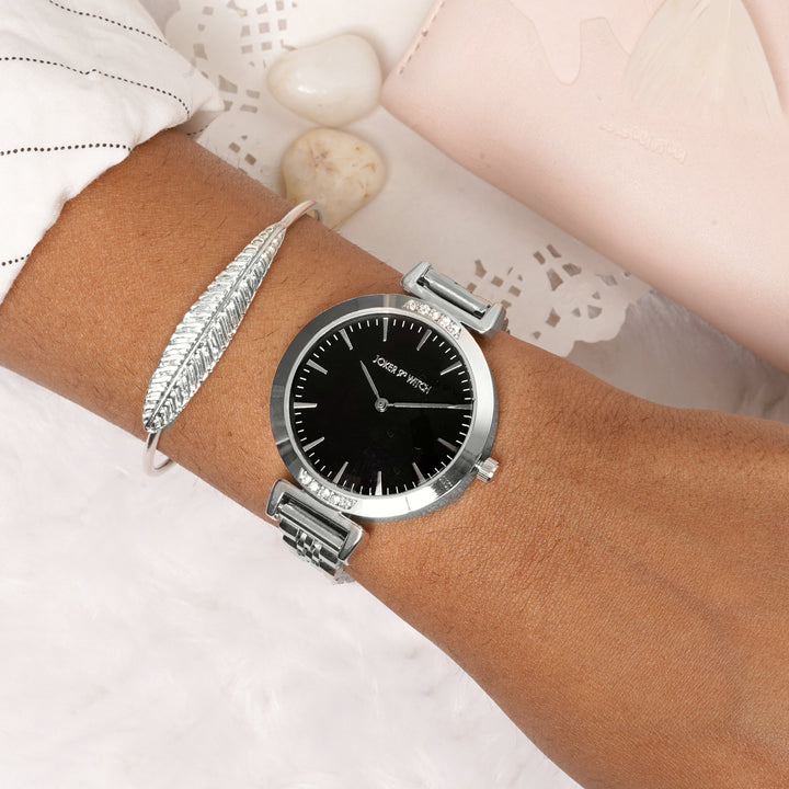 Silver Lunar Watch Bracelet Stack