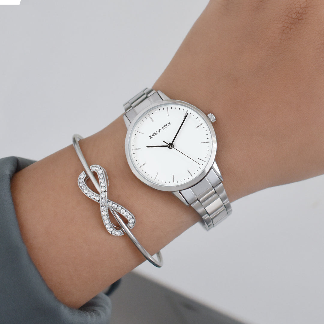June Silver Watch Bracelet Stack