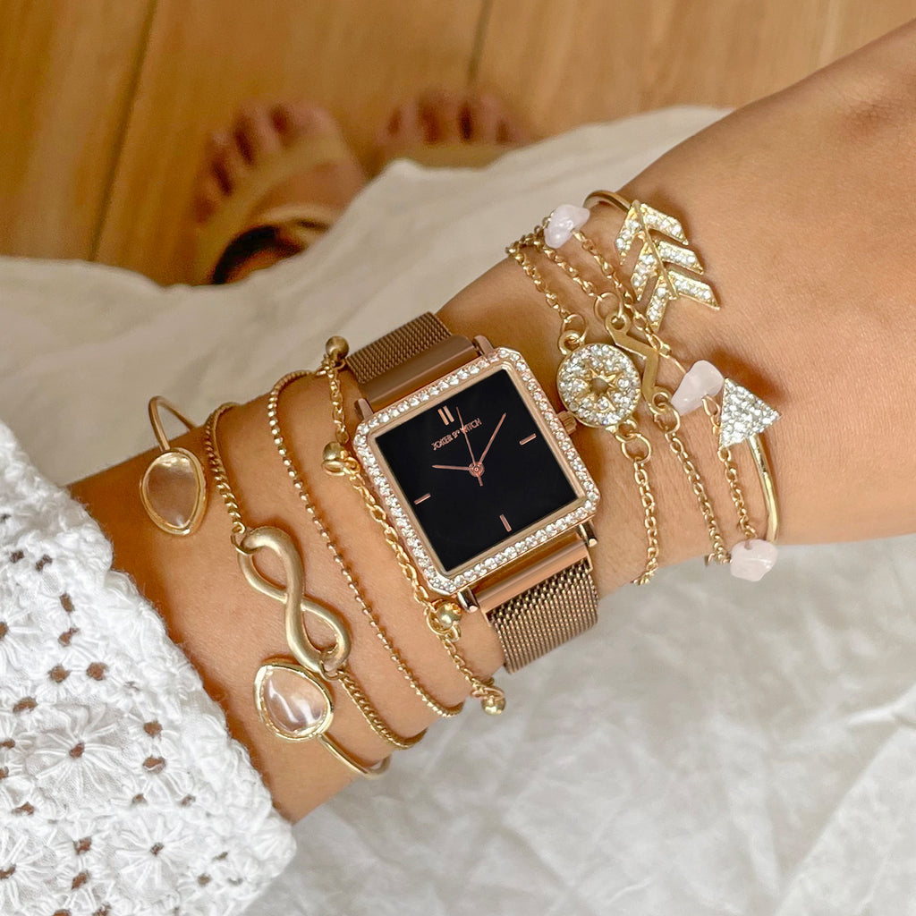 Alana Rosegold Watch Bracelet Stack