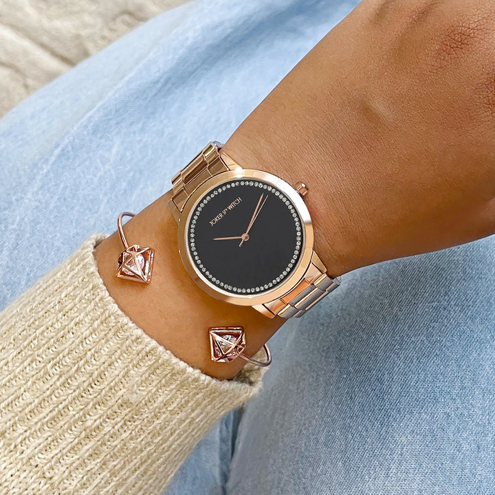 Eadie Rhinestone Watch Bracelet Stack