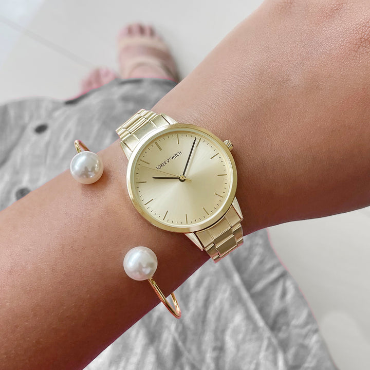 Brietta Gold Watch Bracelet Stack