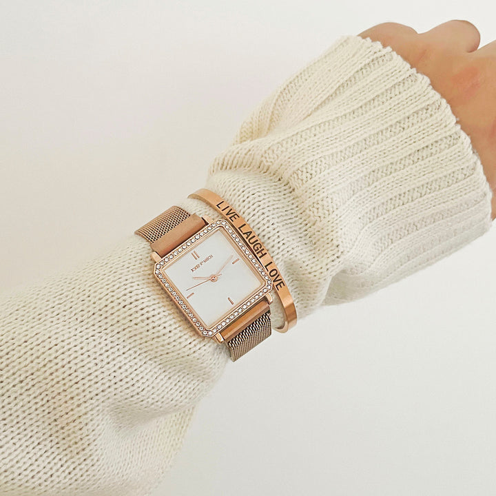 Amelia Rosegold Watch Bracelet Stack