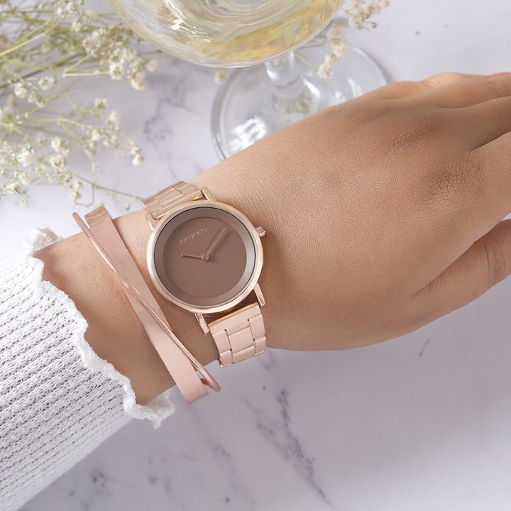 Estella Rose Gold Watch Bracelet Stack