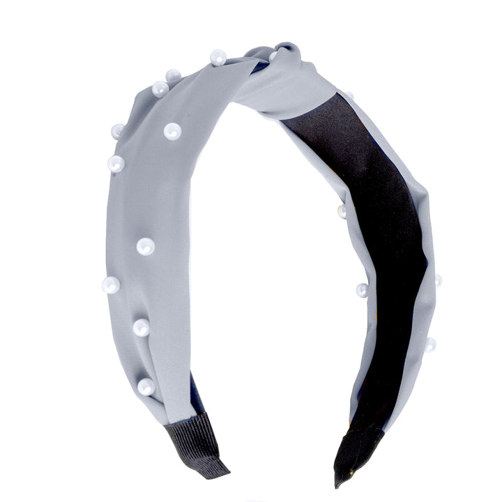 Grey Pearl Beaded Knot Headband