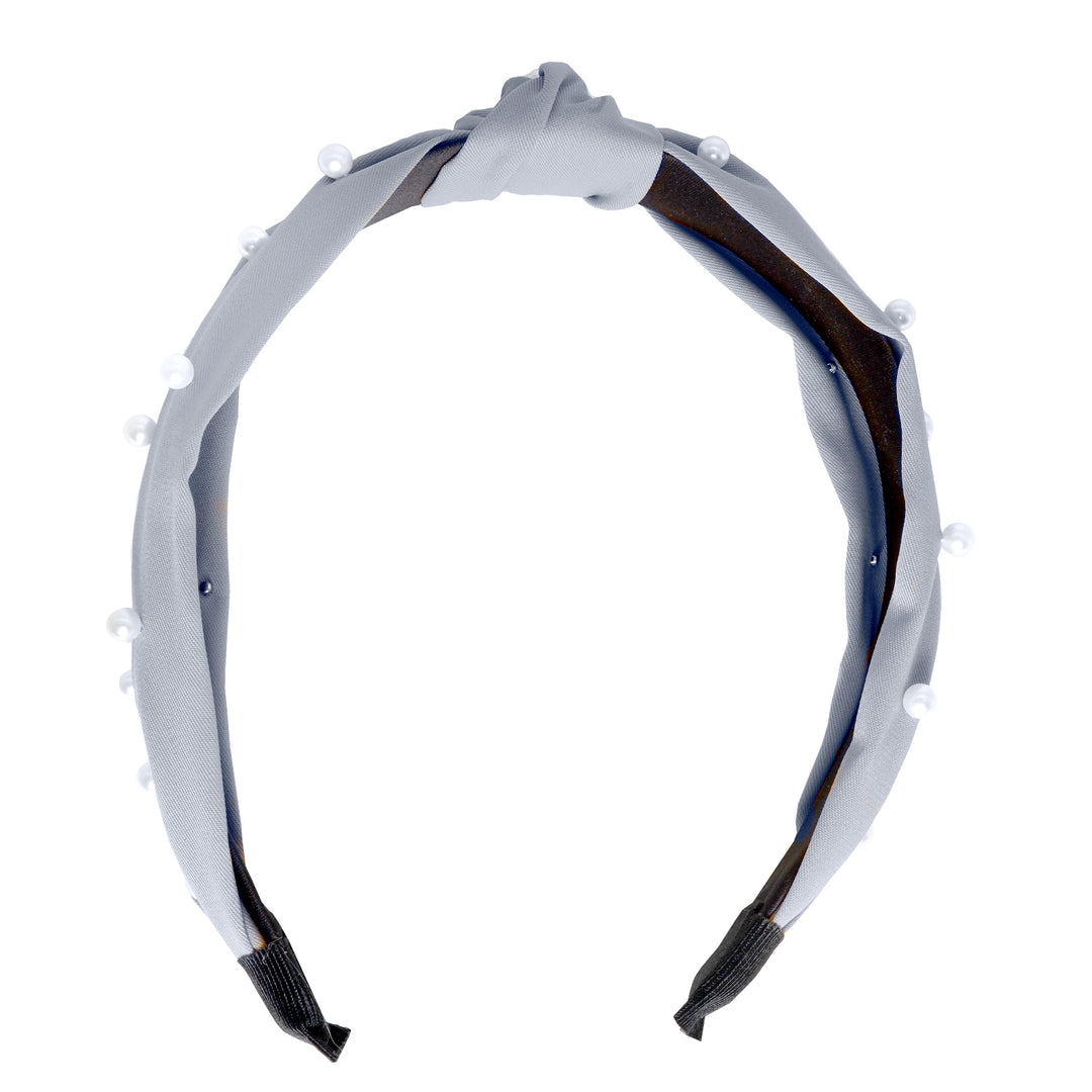 Grey Pearl Beaded Knot Headband