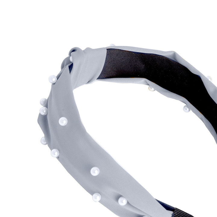 Grey Pearl Beaded Knot Headband