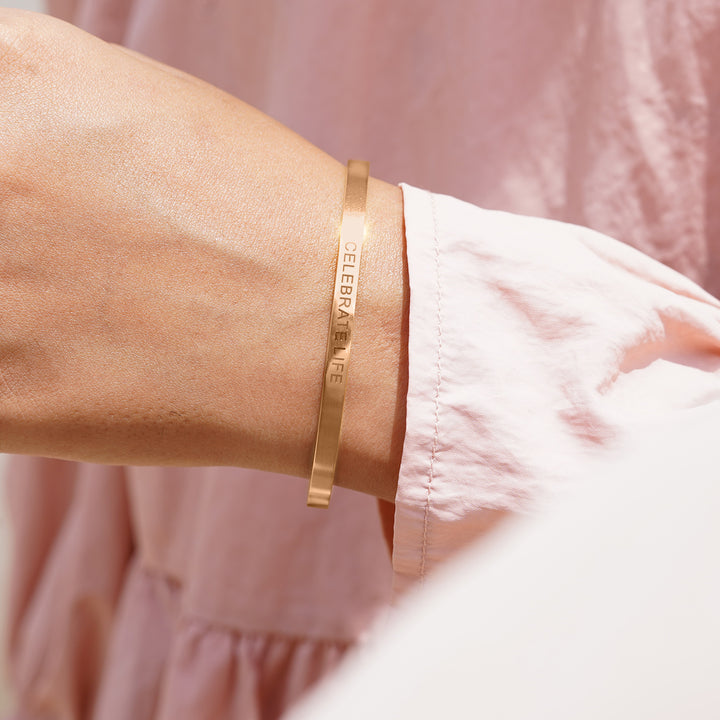 Celebrate Life Rose Gold Mantra Band