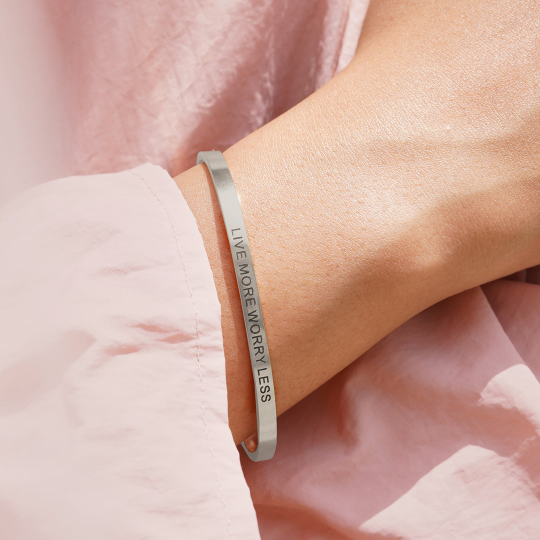 Live More, Worry Less Silver Mantra Band