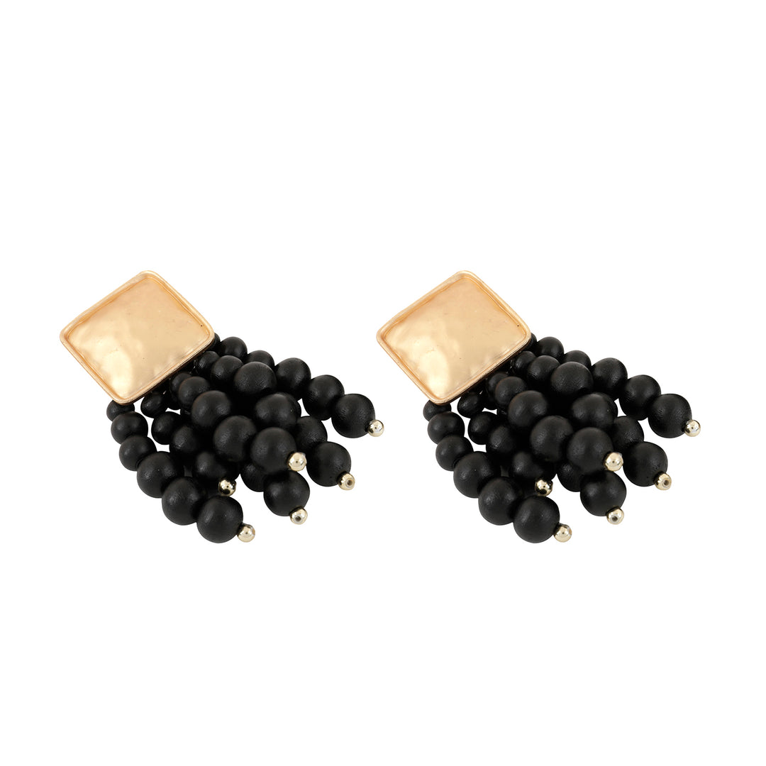 Royal Pearl Black & Gold Earrings
