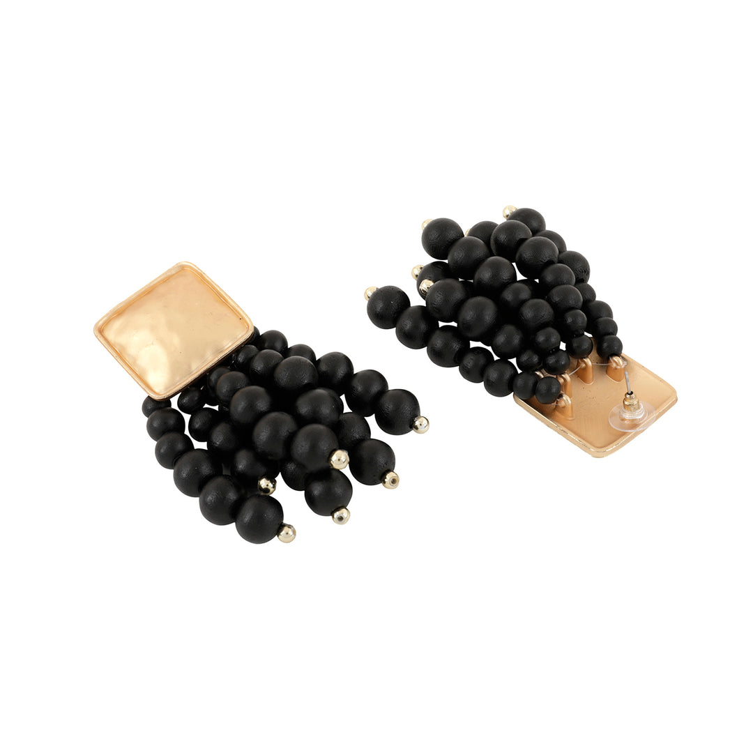 Royal Pearl Black & Gold Earrings
