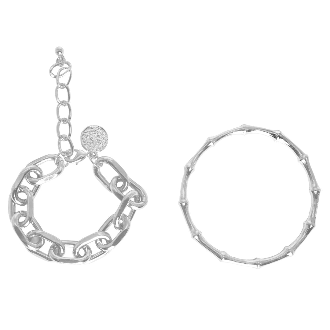 Nadia Silver Chain Link Set of 2 Bracelet