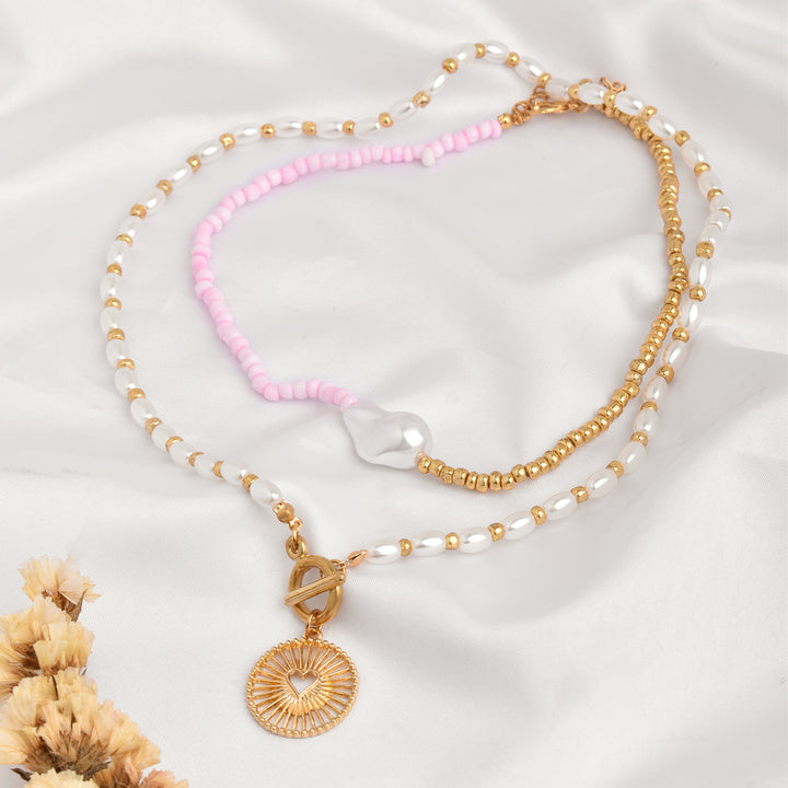 Gemma Double Layered Pearl And Charm Necklace