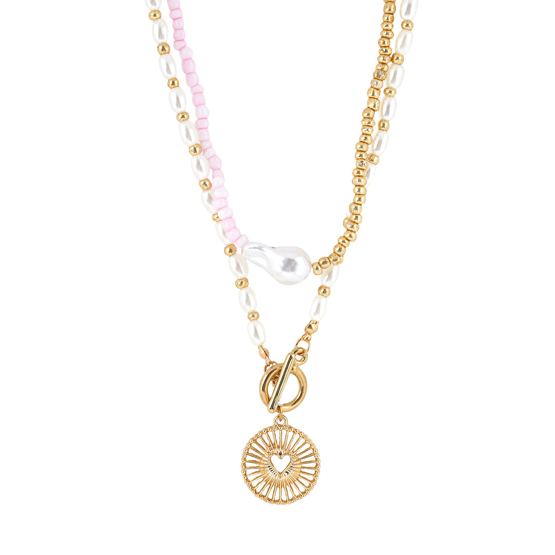 Gemma Double Layered Pearl And Charm Necklace
