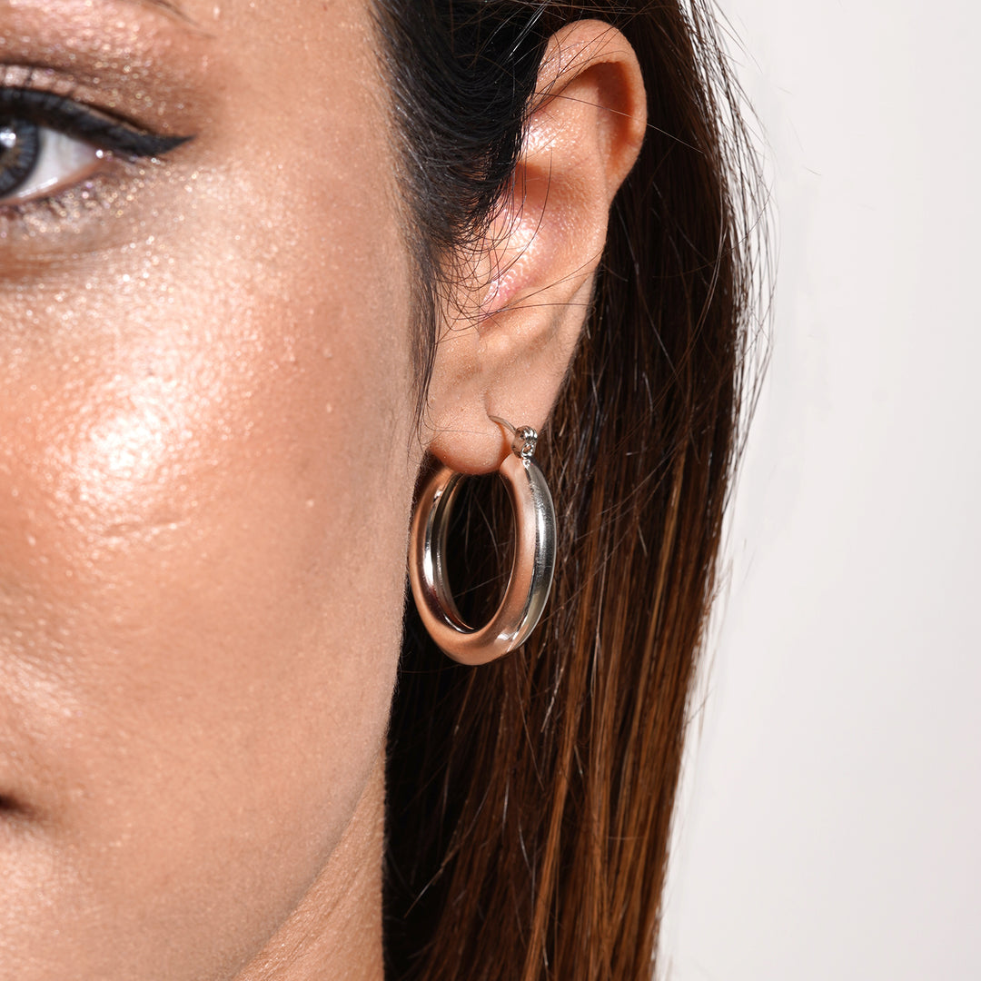 Polly Polished Silver Hoops