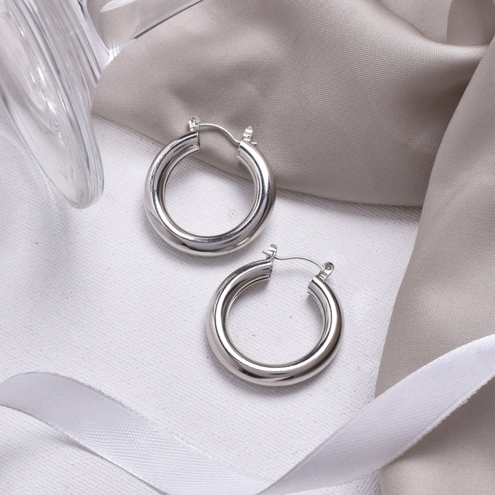 Polly Polished Silver Hoops