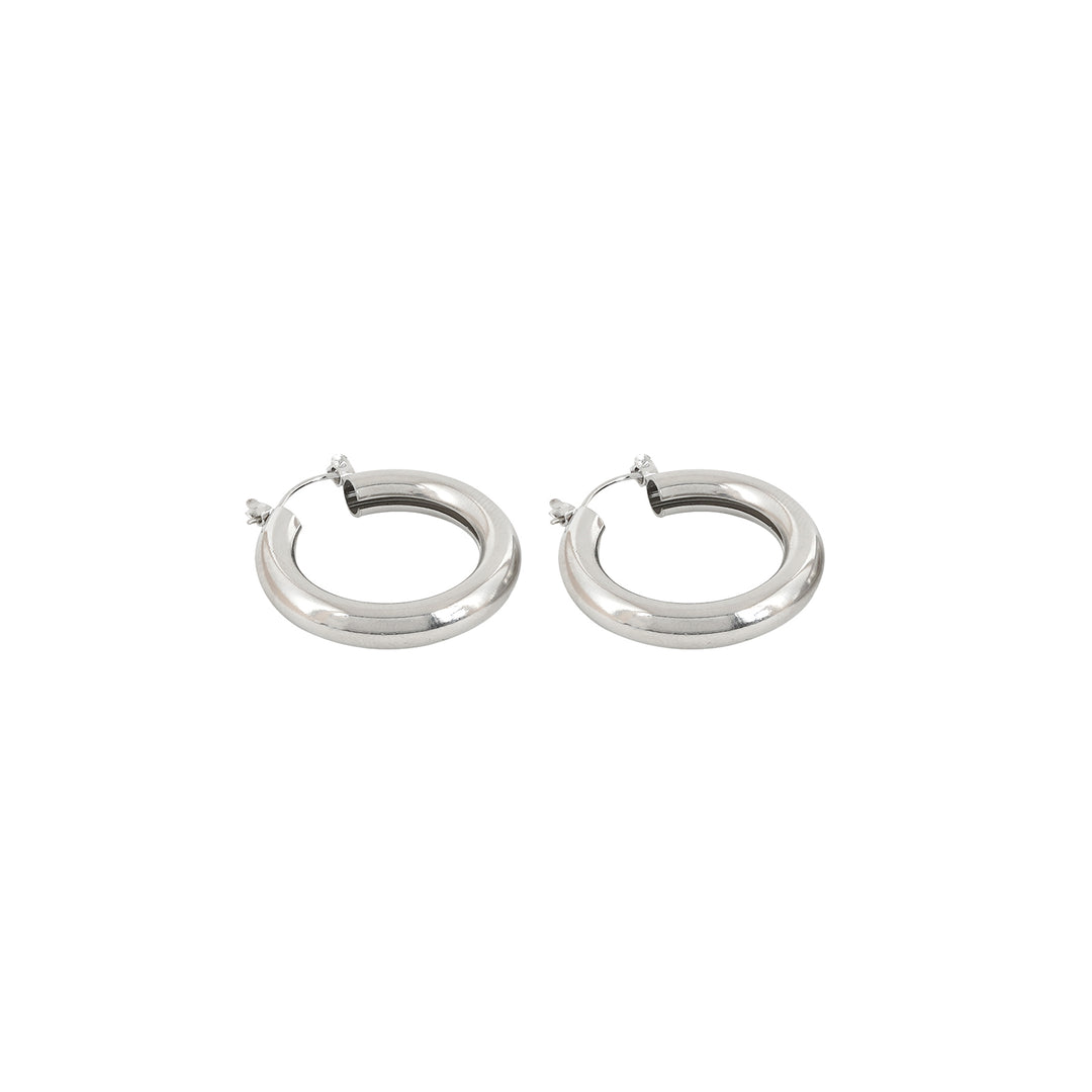 Polly Polished Silver Hoops