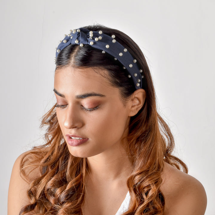 Gilly Pearl Dark Blue Hairband