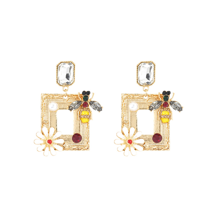 Bee Frame Floral Multicolour Earring