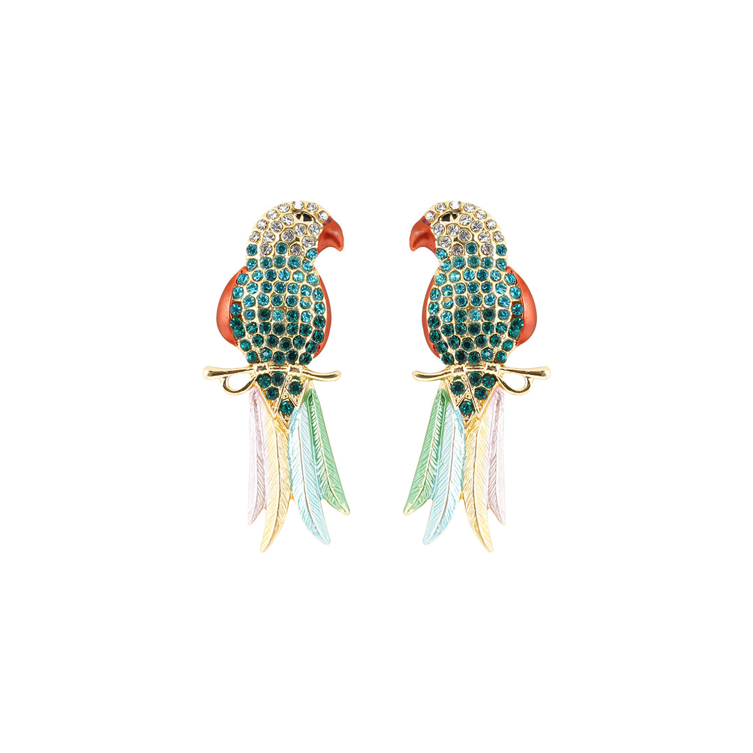 Peeki The Parrot Green Earring