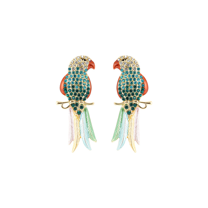 Peeki The Parrot Green Earring