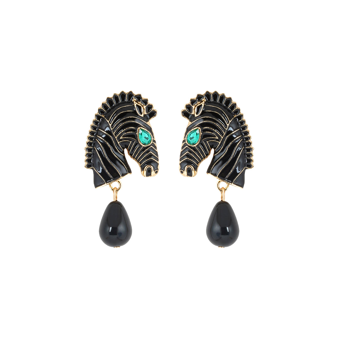Zen Black And Gold Zebra Earrings