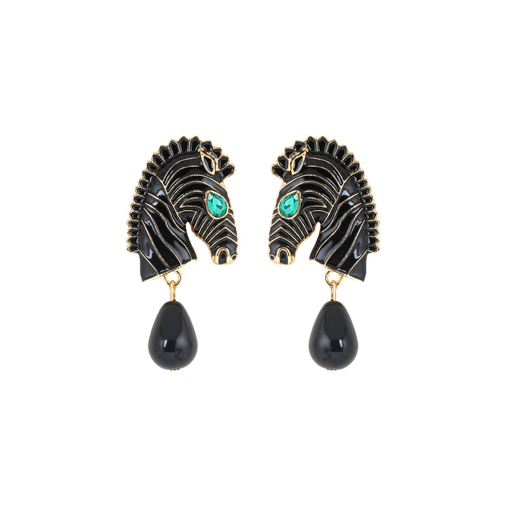 Zen Black And Gold Zebra Earrings