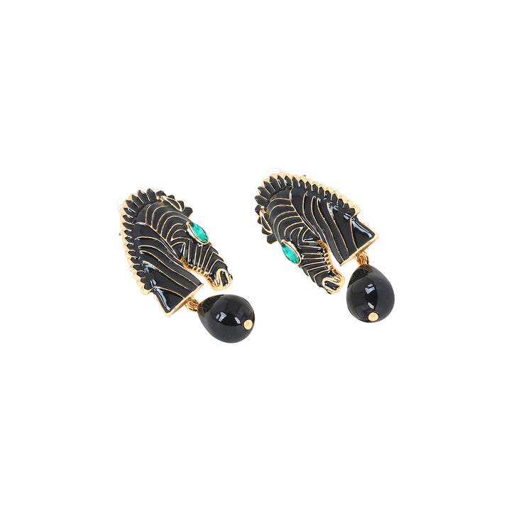 Zen Black And Gold Zebra Earrings