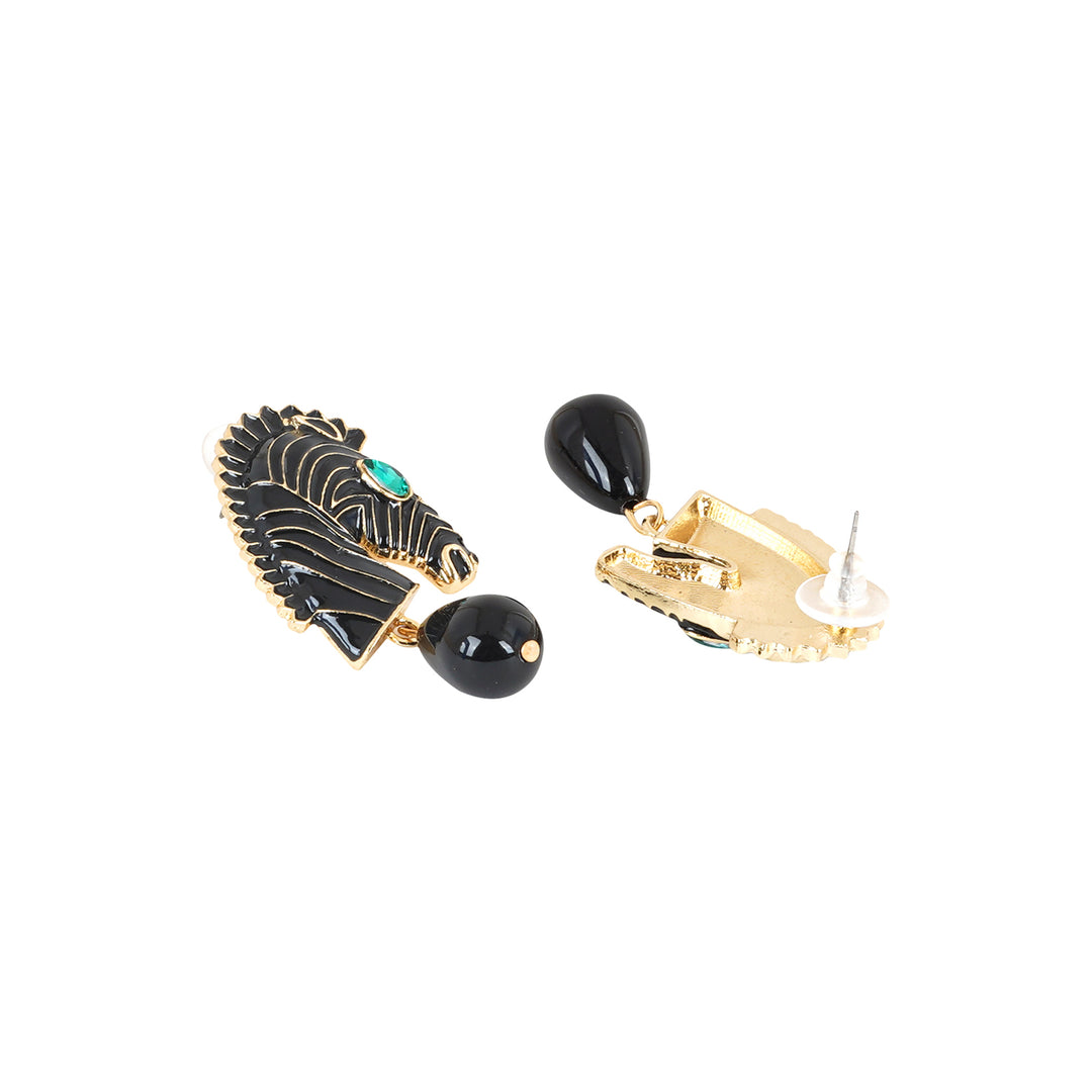 Zen Black And Gold Zebra Earrings