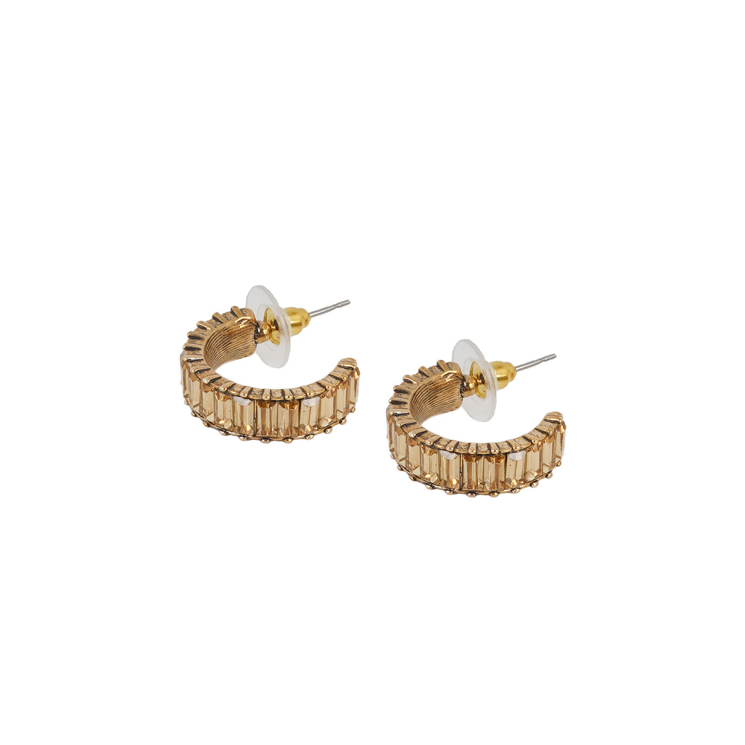 Ula Hoop Beige Stone Earrings
