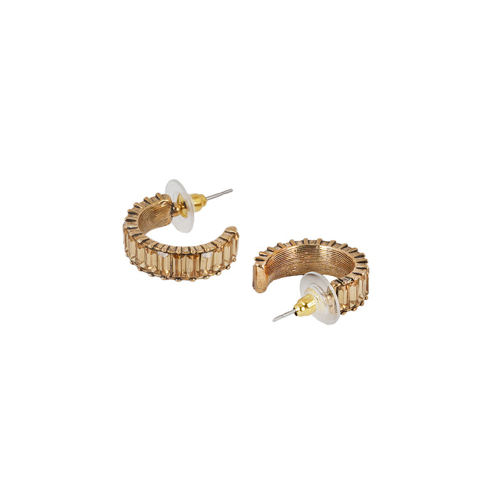 Ula Hoop Beige Stone Earrings
