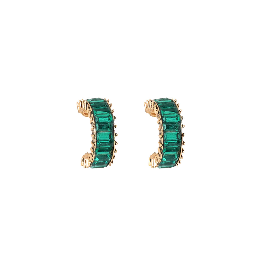Ula Hoop Green Stone Earrings