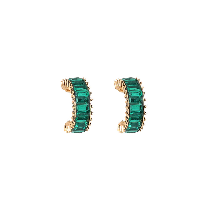 Ula Hoop Green Stone Earrings