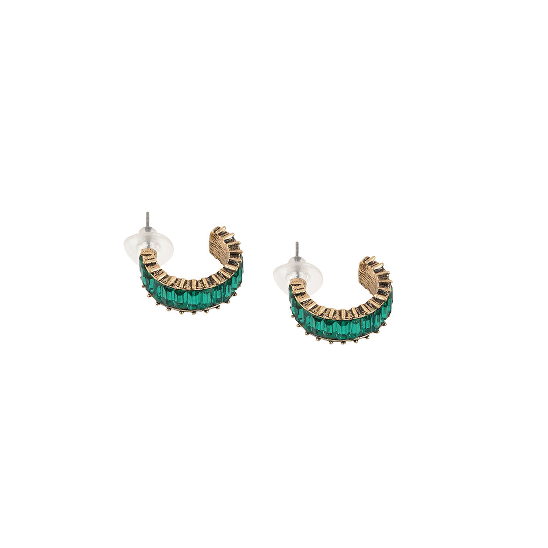 Ula Hoop Green Stone Earrings