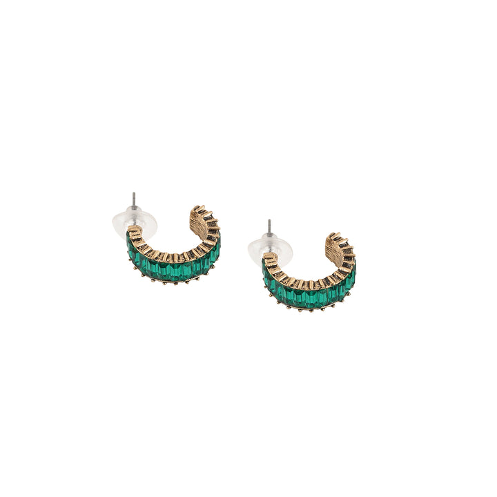 Ula Hoop Green Stone Earrings