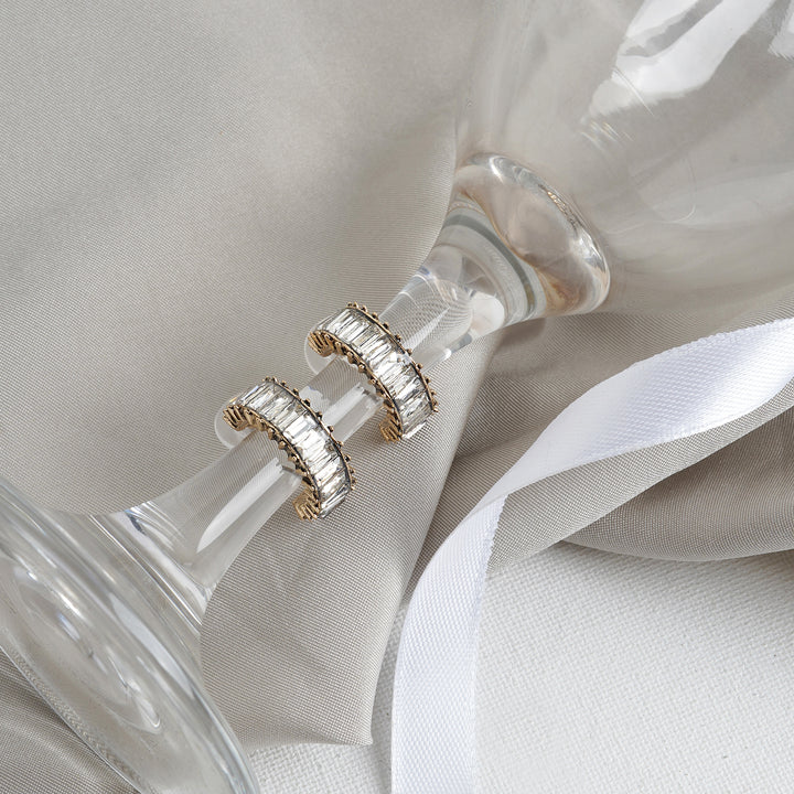 Ula Hoop White Stone Earrings