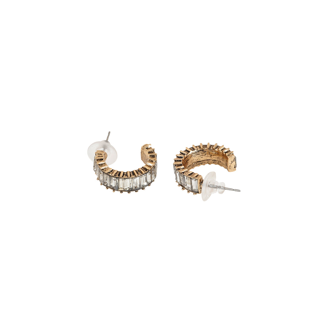 Ula Hoop White Stone Earrings